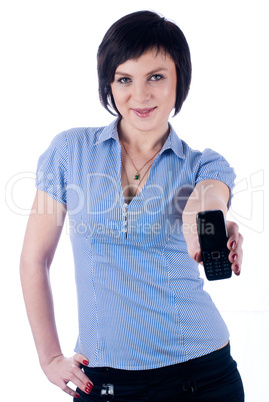 Woman showing mobile