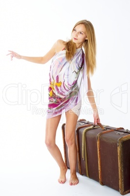 Young woman with suitcase