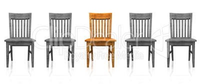 3D Stuhlreihe - Orange grau