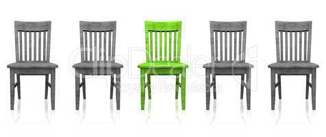 3D Stuhlreihe - Grün grau