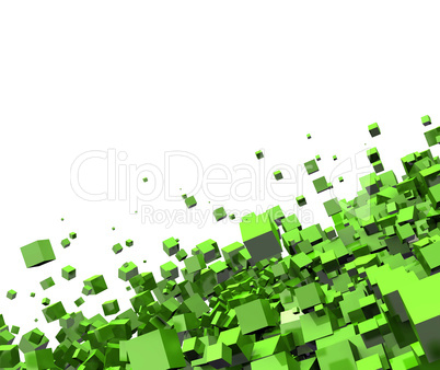 3D - Hintergrund - Fliegende Würfel Grün 07