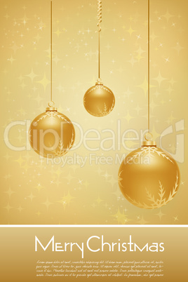 golden merry christmas card