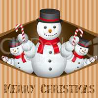 merry christmas card with snow man