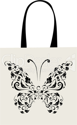 Shopping bag design, vintage butterfly