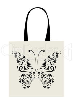 Shopping bag design, vintage butterfly