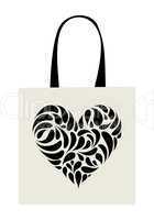 Shopping bag design, heart shape ornament