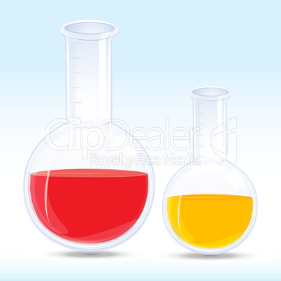 colored chemical in flask