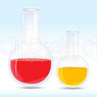 colored chemical in flask