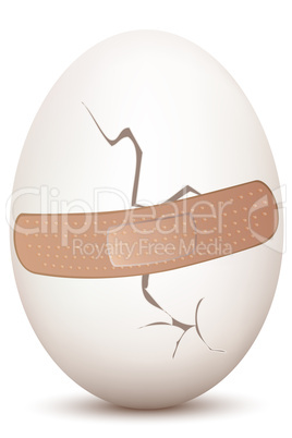 cracked egg with bandage