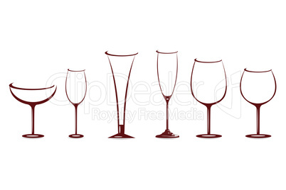 various shapes of wine glasses