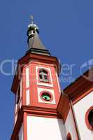 Red and White Church Tower in Loket - Czech Republic