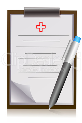 doctor's letter pad with pen