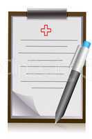 doctor's letter pad with pen