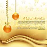 golden christmas card with balls