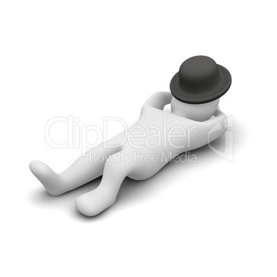 Man sleeping or relaxing under his hat