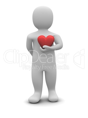 Man and red glossy heart