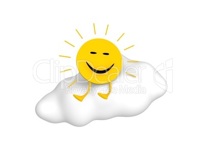 Smiling shining sun and cloud