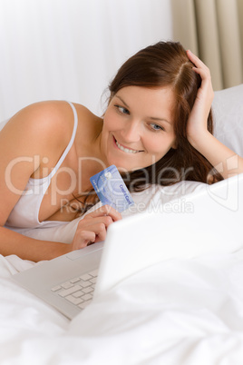 Home online shopping - woman with credit card
