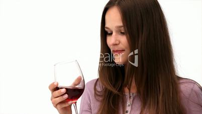 Frau mit Rotwein