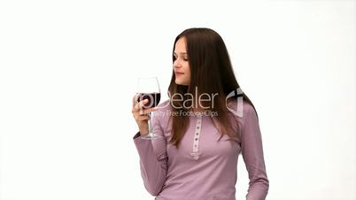 Frau mit Rotweinglas
