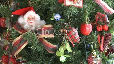 Christmas tree decorated with Santa Claus
