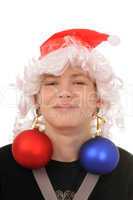 teenager with christmas decoration
