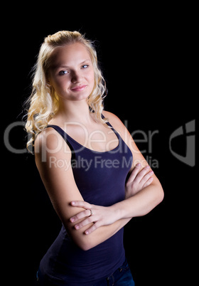 young blond girl in casual cloth