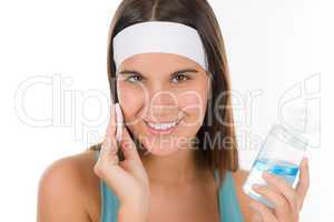 Teenager problem skin care - woman cleanse