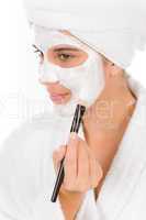 Teenager problem skin care - woman facial mask