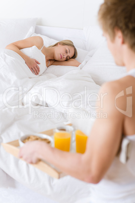 Breakfast in bed - couple together