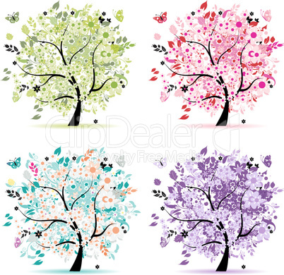 Set of floral trees beautiful for your design