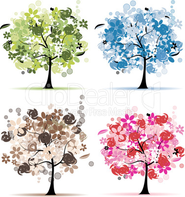 Set of floral trees beautiful for your design