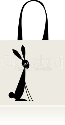 Bunny silhouette, design of shopping bag