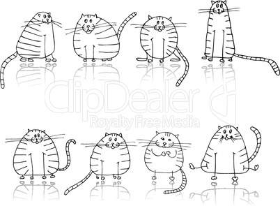 Funny striped cats silhouette for your design