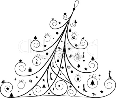 Christmas tree decoration, silhouette for your design