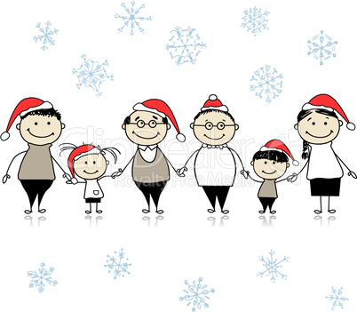 Merry christmas. Happy big family together for your design