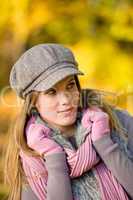 Autumn park - fashion model woman wear cap