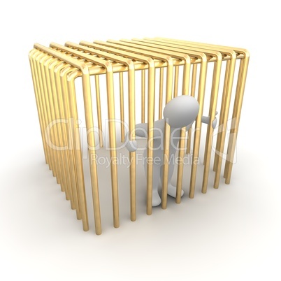 Man in golden cage