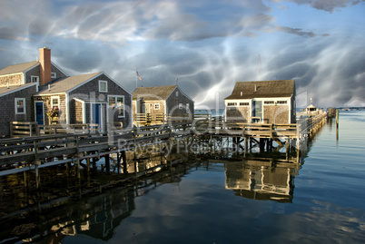 Group of Homes over the Water in Nantucket, U.S.A.