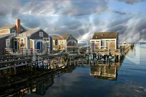 Group of Homes over the Water in Nantucket, U.S.A.