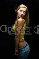 Girl at black background