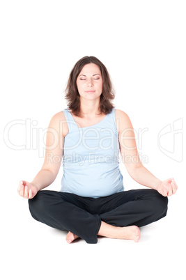 Portrait of pretty pregnant woman practicing yoga