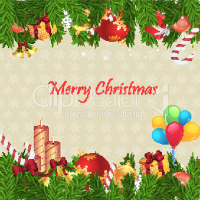 colorful merry christmas card