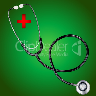 stethoscope with red  cross