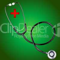 stethoscope with red  cross