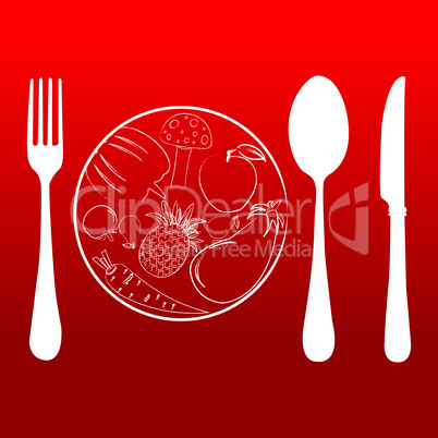 cutlery set with plate