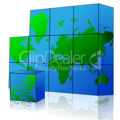 cube with world map