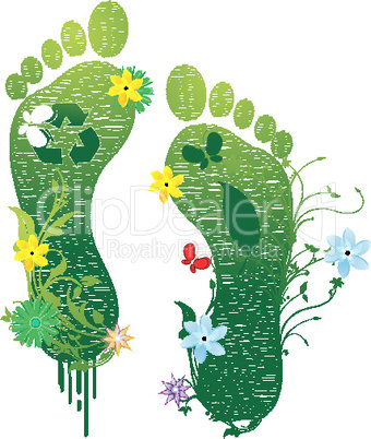 recycle feet on white background