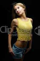 Girl at black background