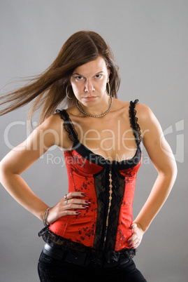 Young woman in corset